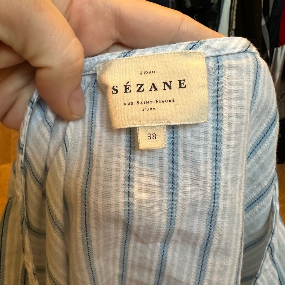 Sezane Blue and White Striped Blouse - Picture 8 of 8